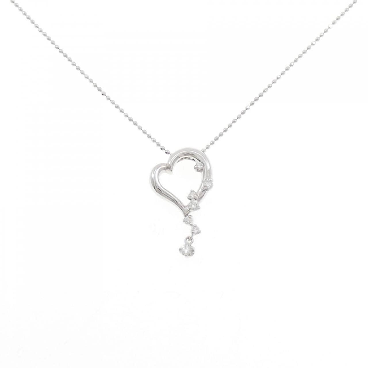 K18WG ハート ダイヤモンド ネックレス 0.15CT