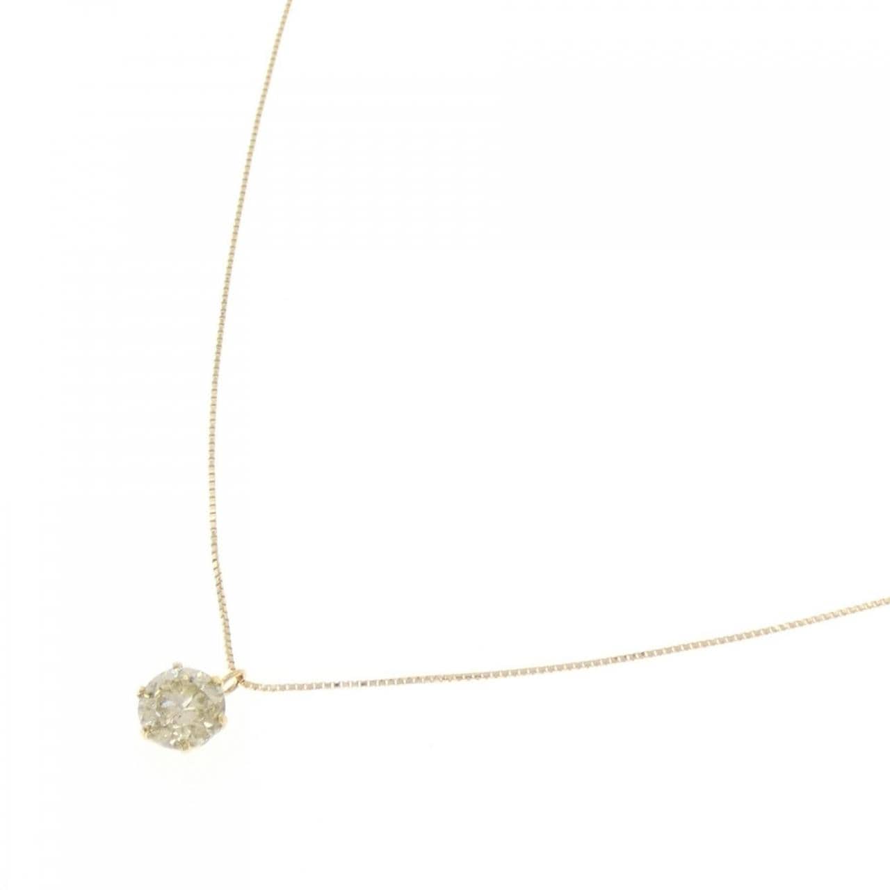 K18YG ソリティア ダイヤモンド ネックレス 1.078CT