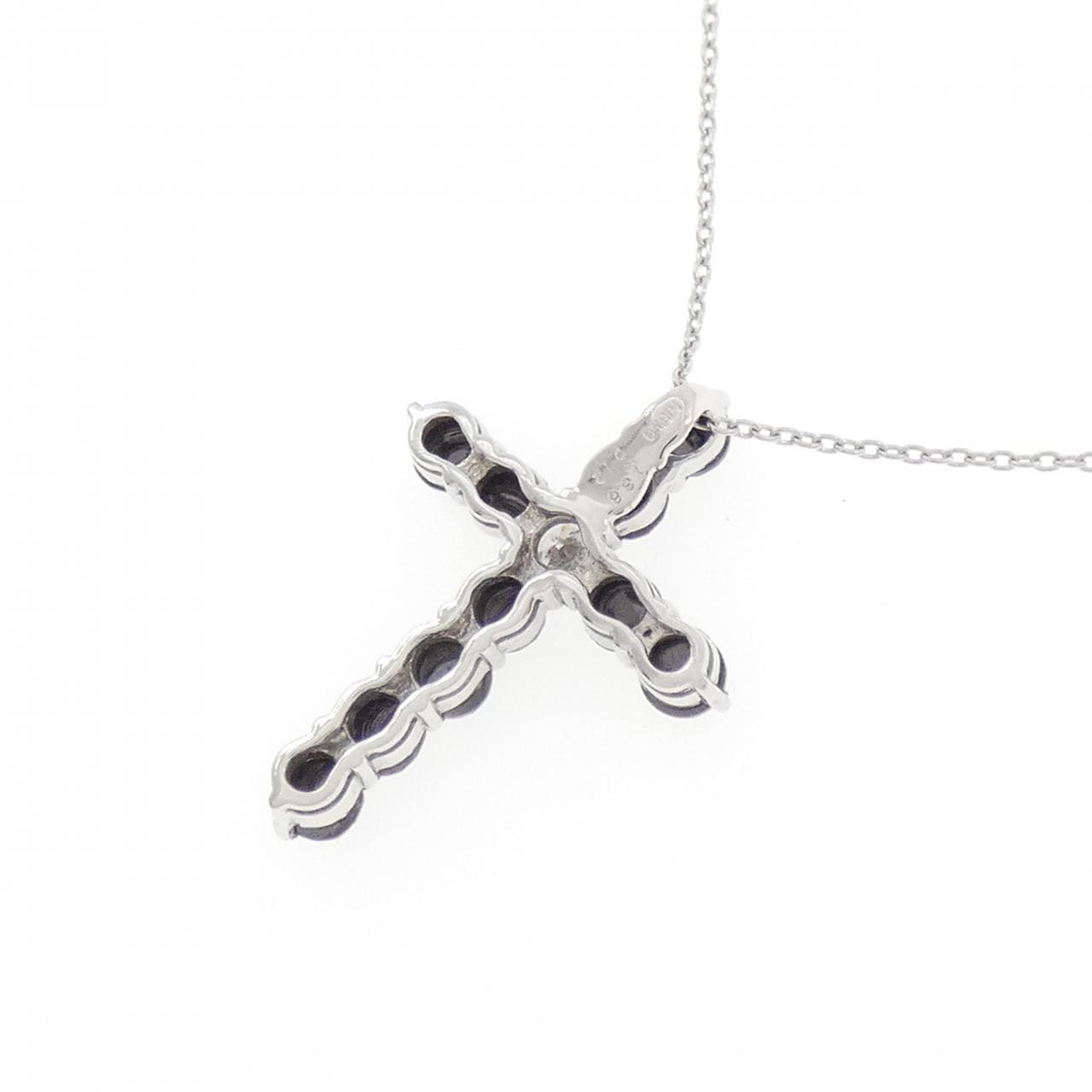 K18WG クロス ダイヤモンド ネックレス 0.12CT
