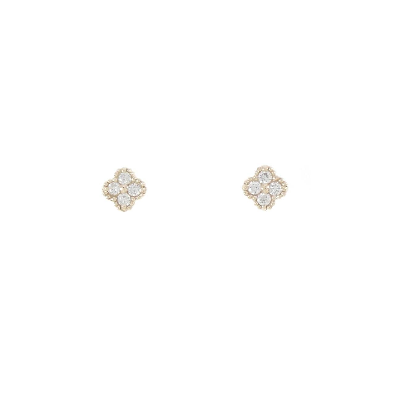 【リメイク】K10YG フラワー ダイヤモンド ピアス 0.10CT