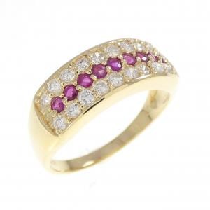 K18YG ルビー リング 0.35CT