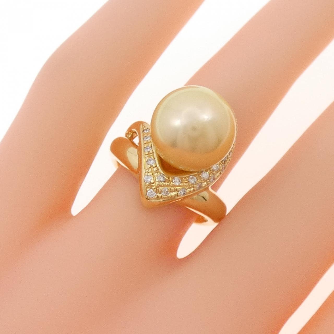 K18YG 白蝶パール リング 11.5mm