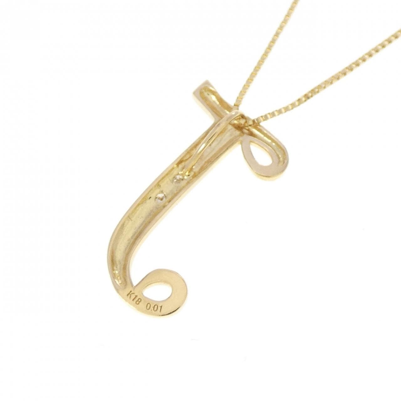 K18YG イニシャルJ ダイヤモンド ネックレス 0.01CT