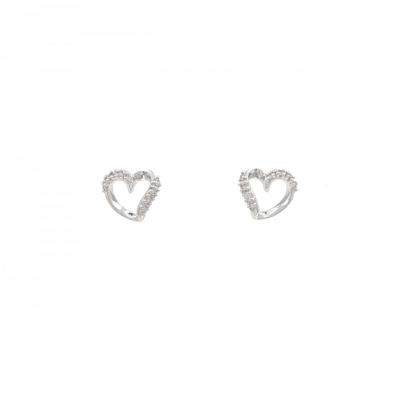 K18WG ハート ダイヤモンド ピアス 0.10CT