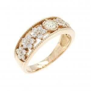 K18PG フラワー ダイヤモンド リング 0.150CT