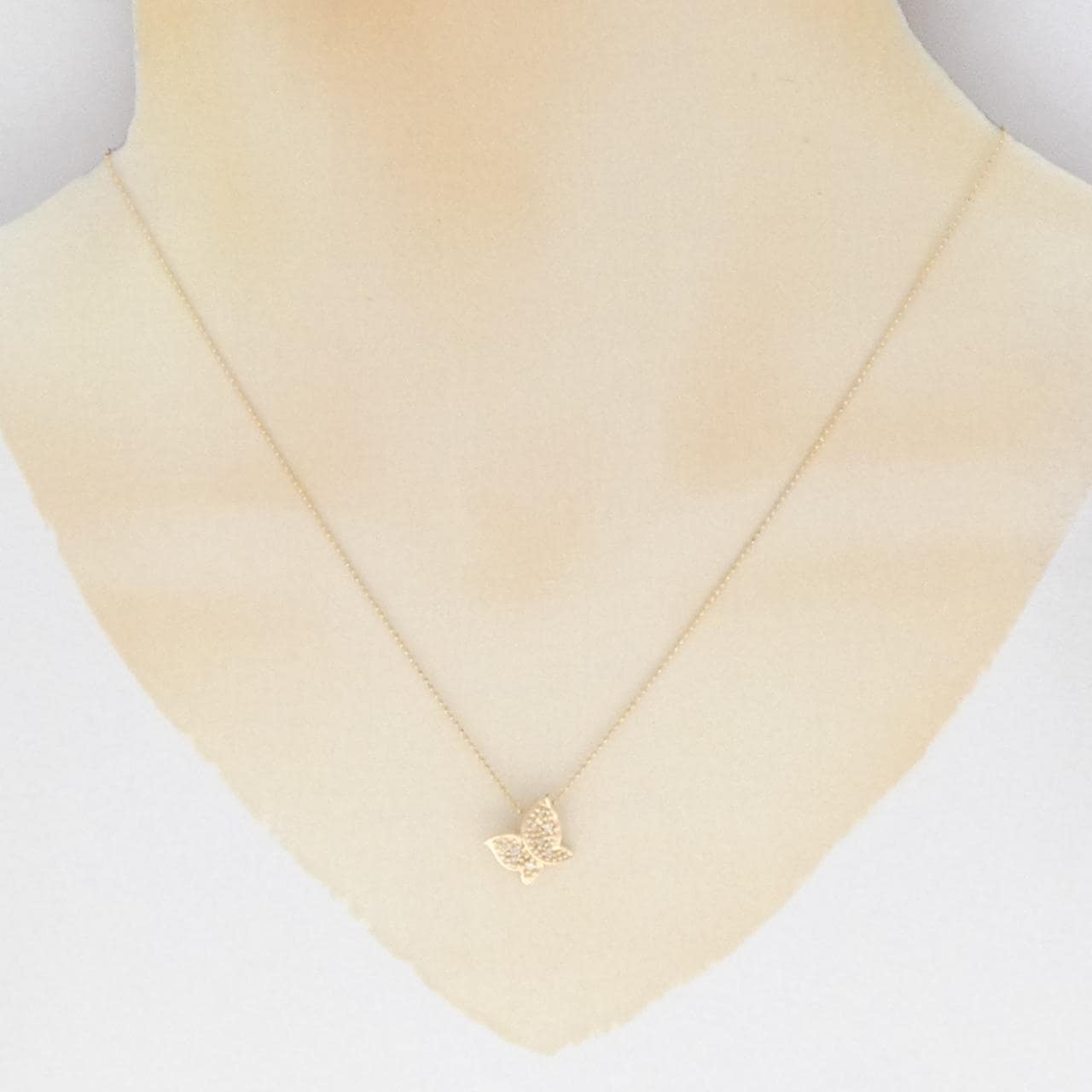K18PG バタフライ ダイヤモンド ネックレス 0.06CT