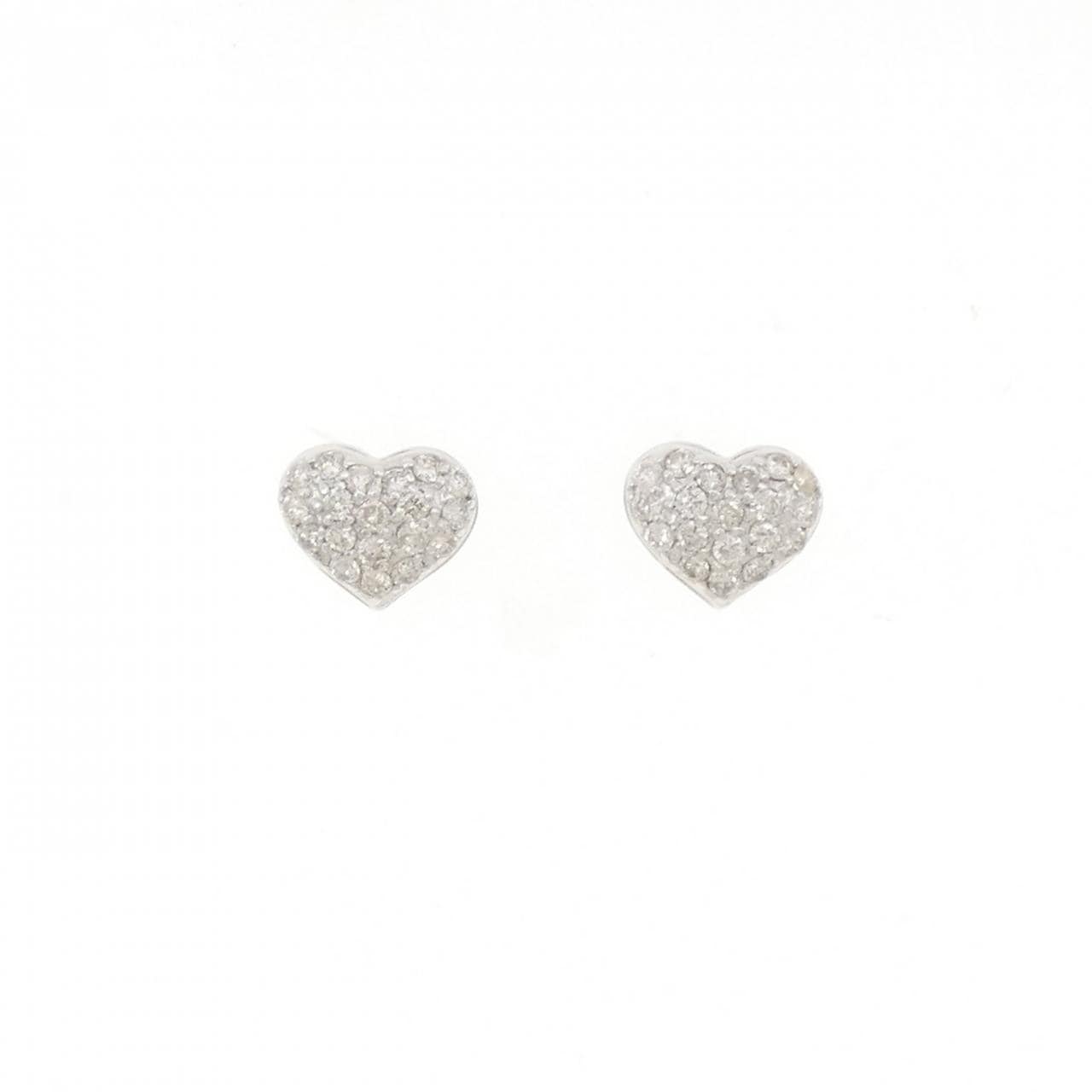 K18WG パヴェ ハート ダイヤモンド ピアス 0.50CT