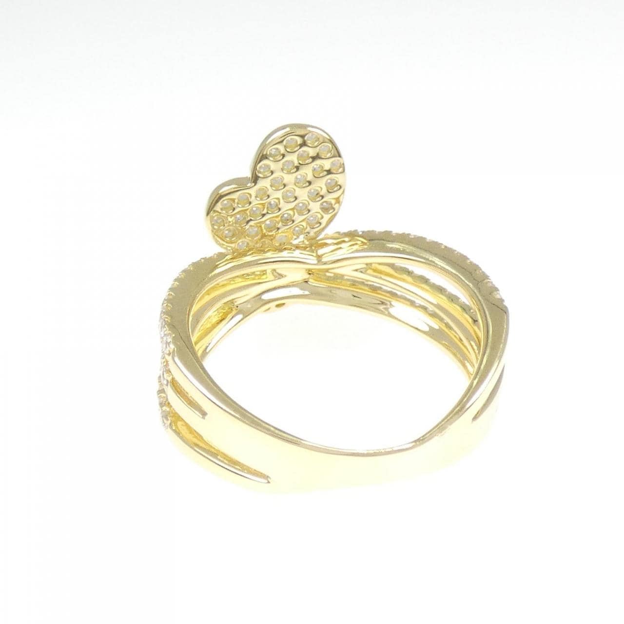 750YG バタフライ パヴェ  ダイヤモンド リング 0.85CT