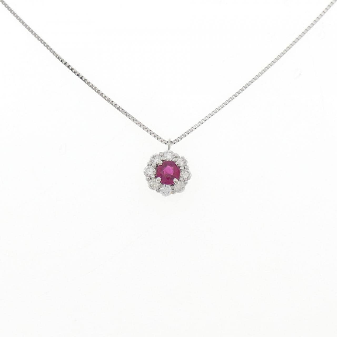 PT900/PT850 ルビー ネックレス 0.20CT