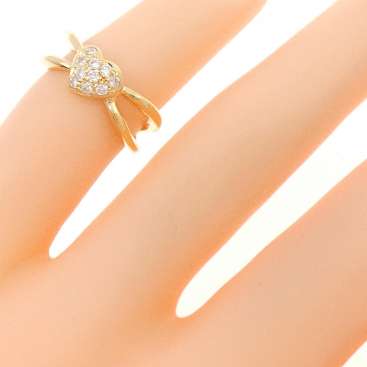 K18YG ハート ダイヤモンド ピンキー リング 0.10CT