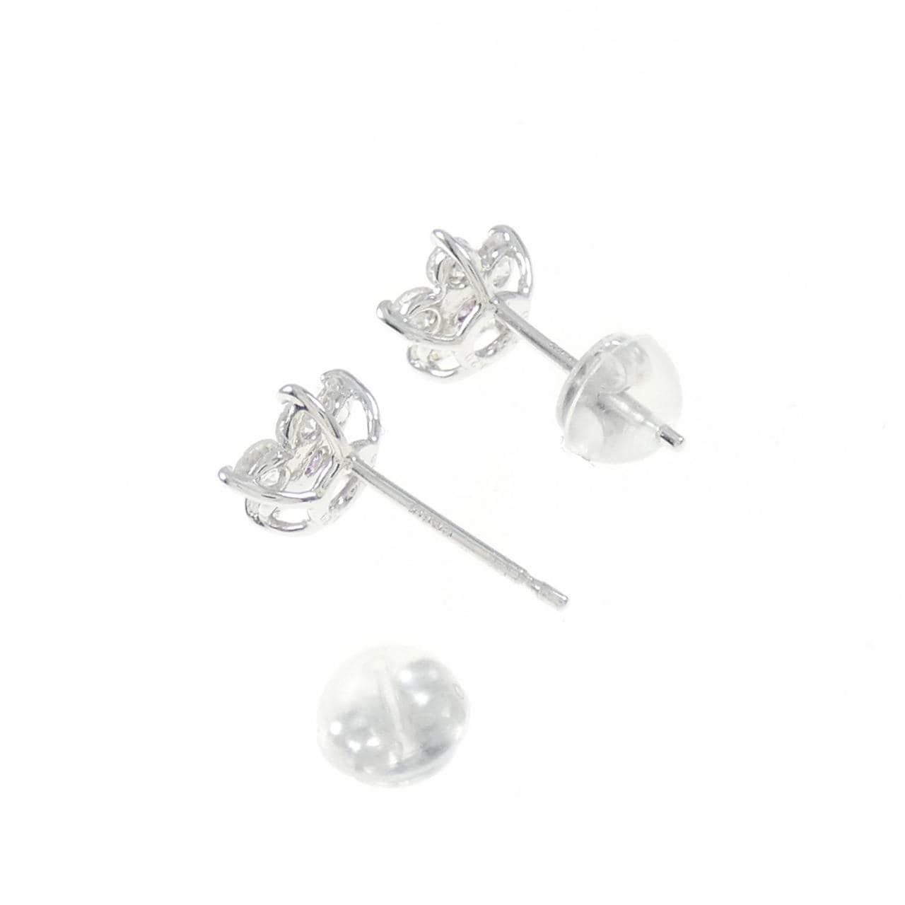 K18WG花朵藍寶石耳釘0.06CT