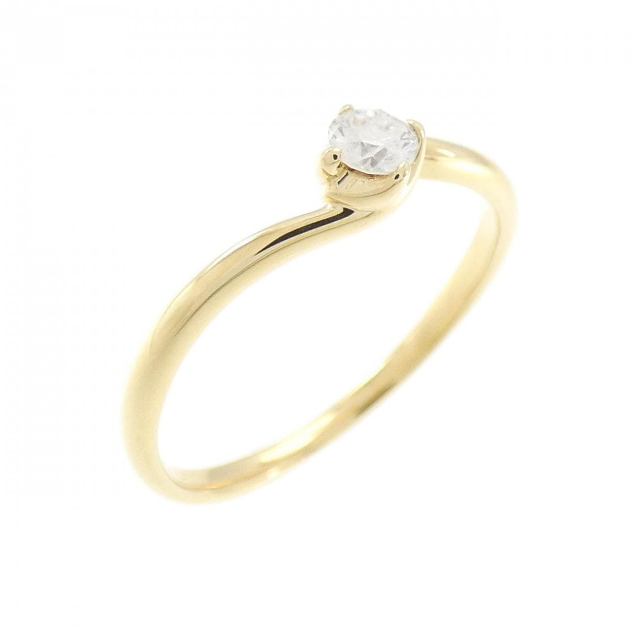 K18YG ソリティア ダイヤモンド リング 0.10CT