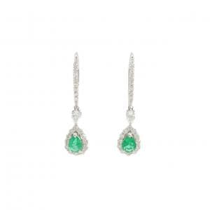 【新品】PT950 エメラルド ピアス 0.37CT