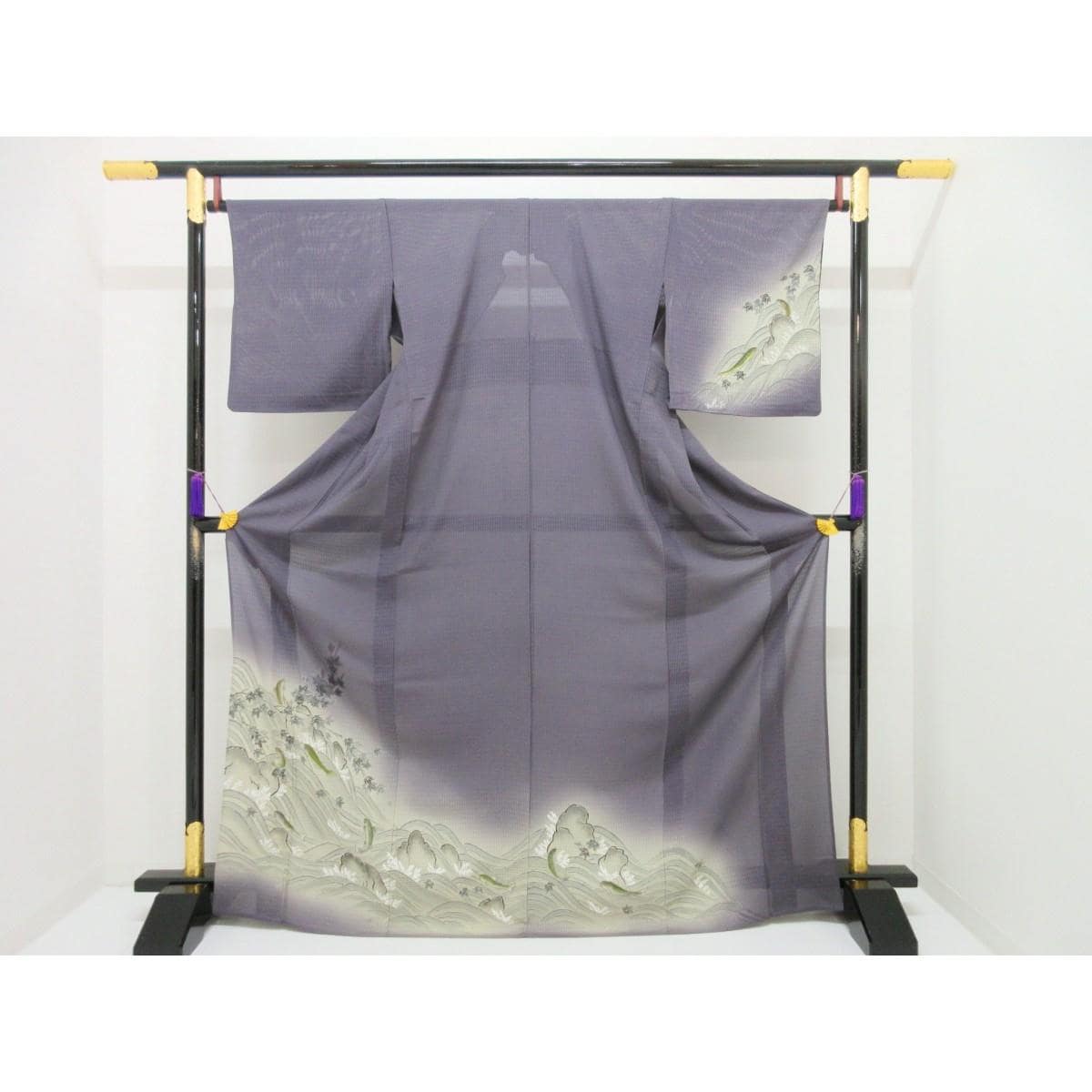 単衣　竪絽訪問着　刺繍加工ボカシ染