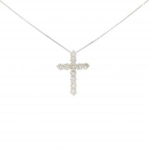 K18WG クロス ダイヤモンド ネックレス 0.50CT