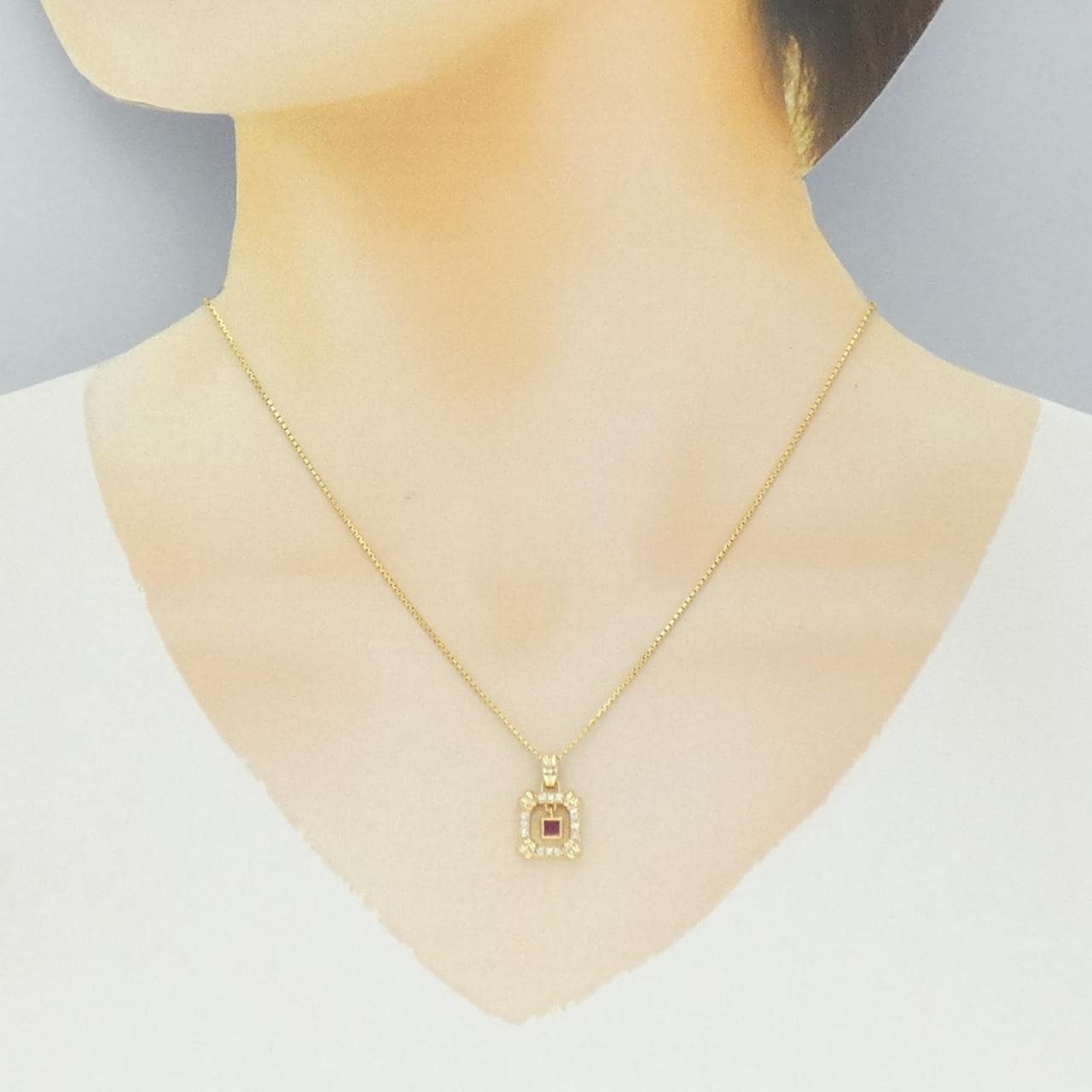 K18YG ルビー ネックレス