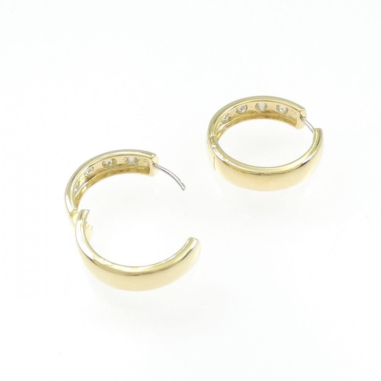 750YG フープ ダイヤモンド ピアス
