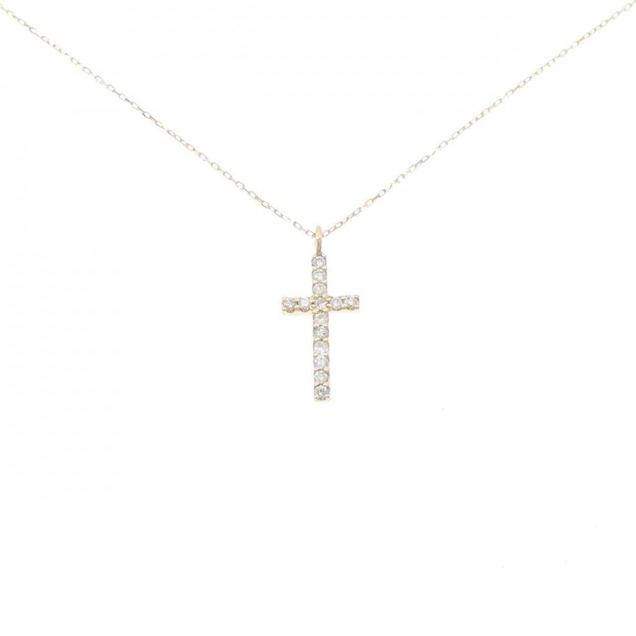 K18YG クロス ダイヤモンド ネックレス 0.14CT