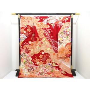 振袖　友禅金彩加工　刺繍入り絞り加工