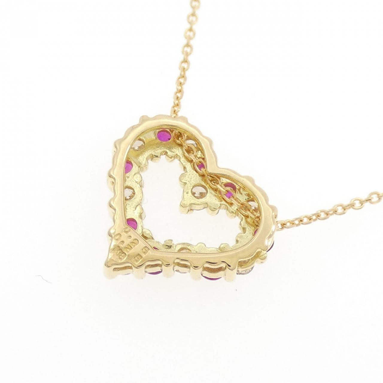 K18YG ハート ルビー ネックレス 0.25CT