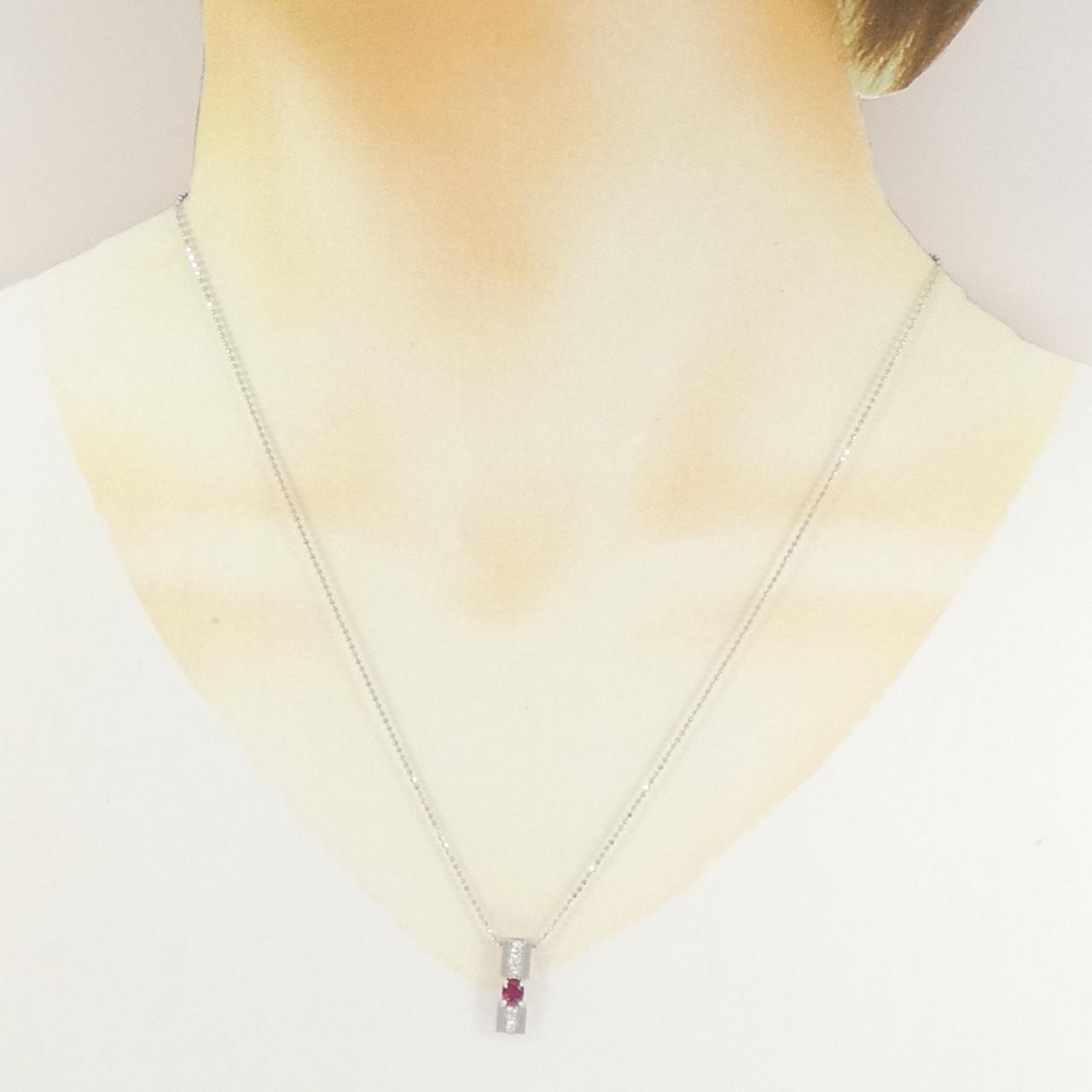 PT900/PT850 ルビー ネックレス 0.31CT