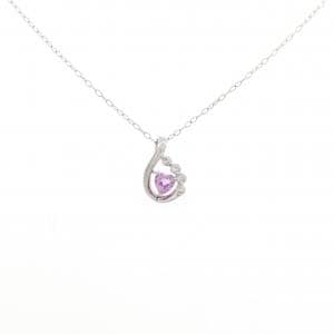K10WG ハート サファイヤ ネックレス 0.13CT