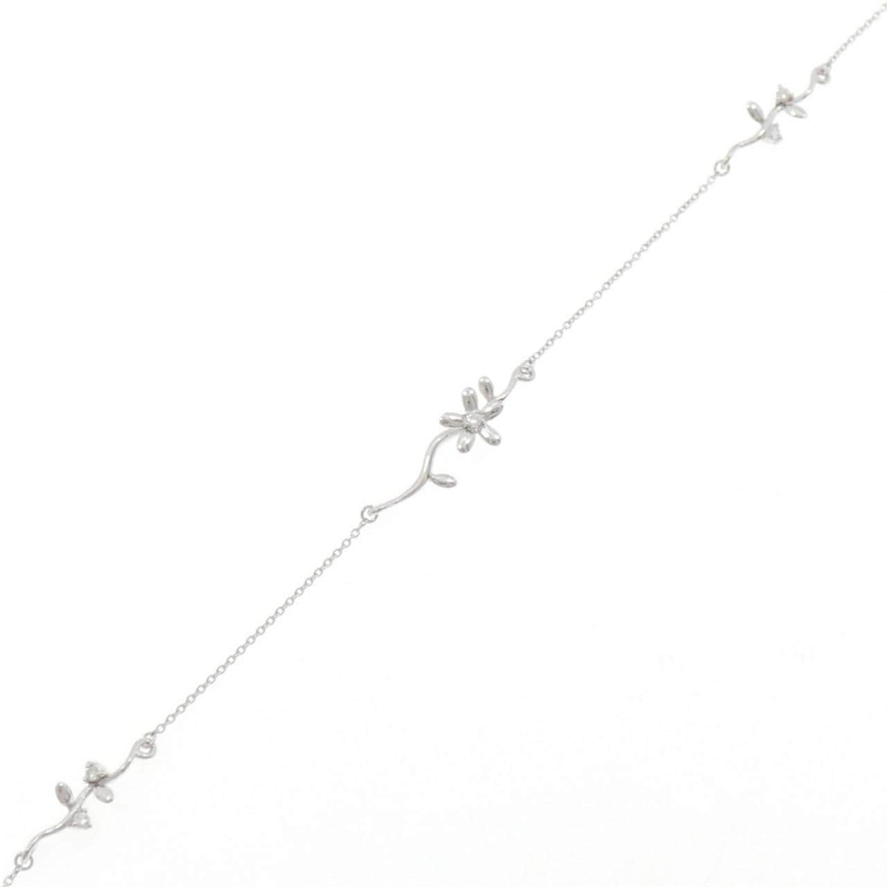 K18WG フラワー ダイヤモンド ブレスレット 0.07CT
