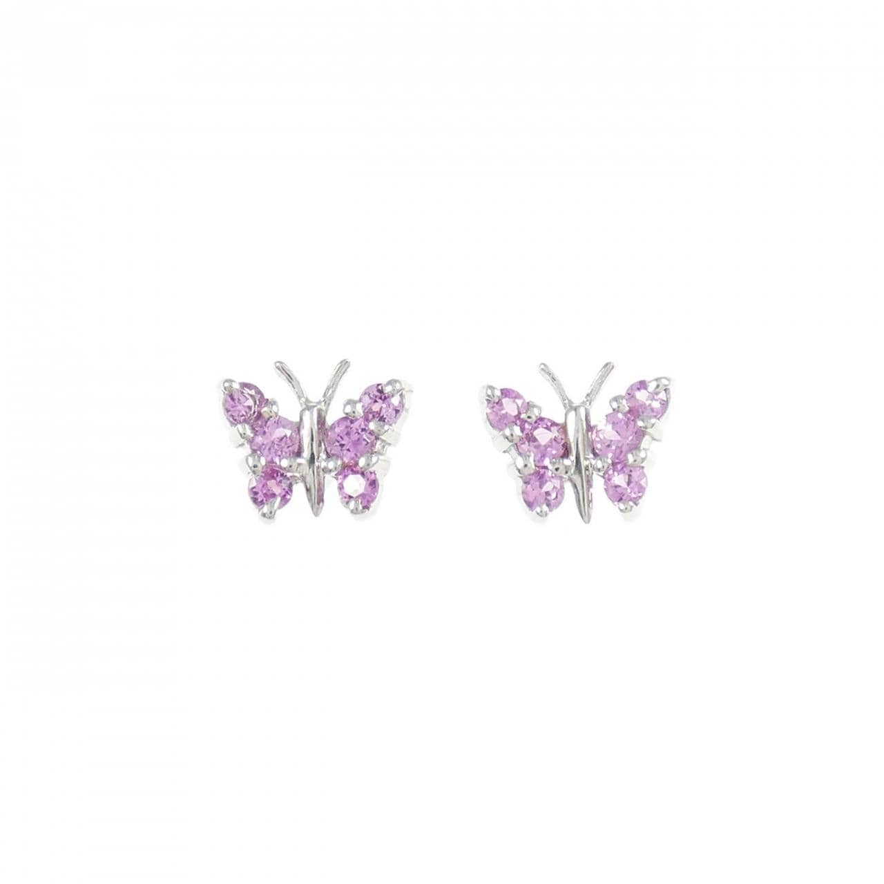 750WG/K18WG バタフライ サファイヤ ピアス 0.26CT