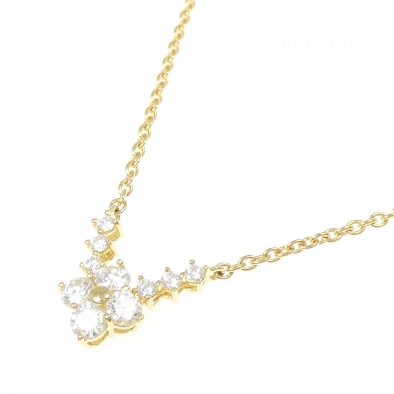 K18YG フラワー ダイヤモンド ネックレス 0.63CT