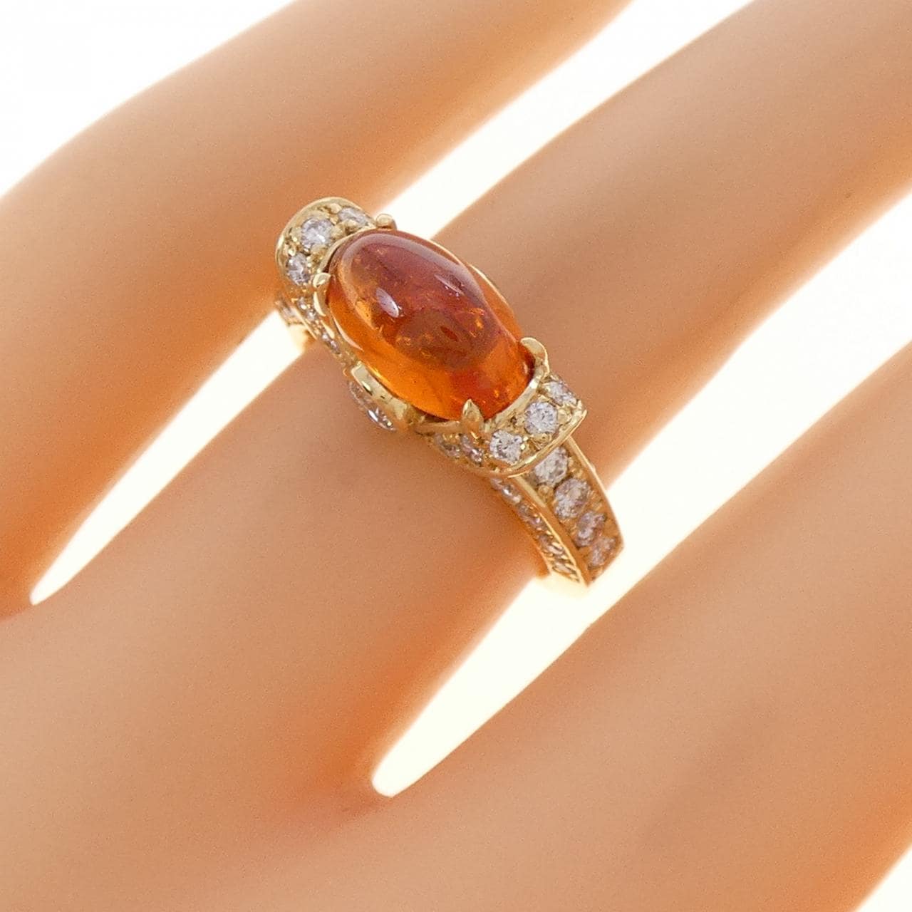 K18YG ガーネット リング 3.15CT
