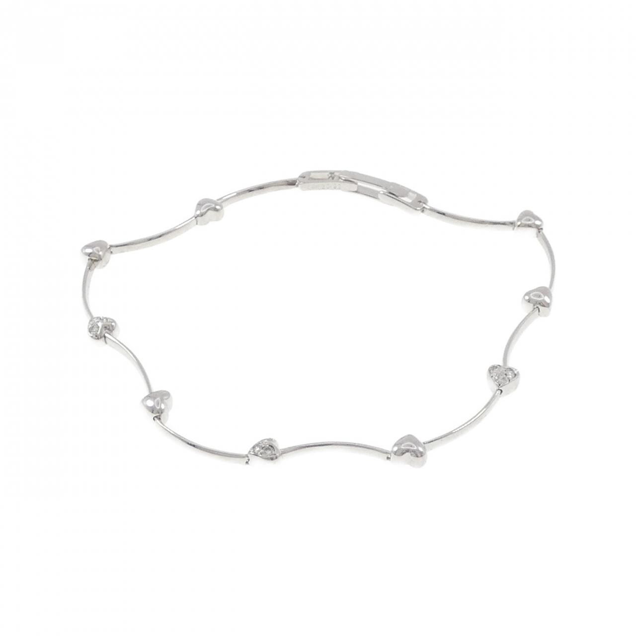 K18WG ハート ダイヤモンド ブレスレット 0.09CT