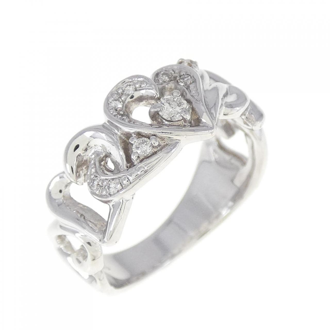 K18WG heart Diamond ring 0.11CT