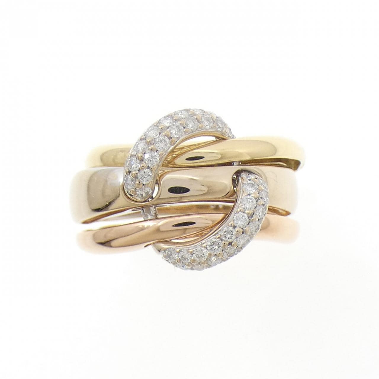 K18 三色钻石戒指，0.41克拉