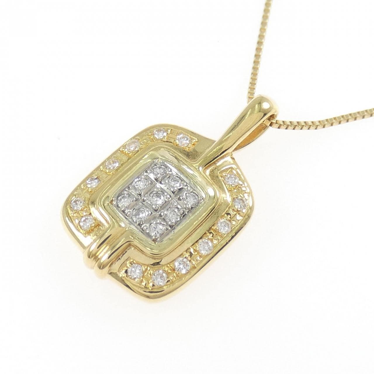 K18YG/PT850 ダイヤモンド ネックレス 0.13CT