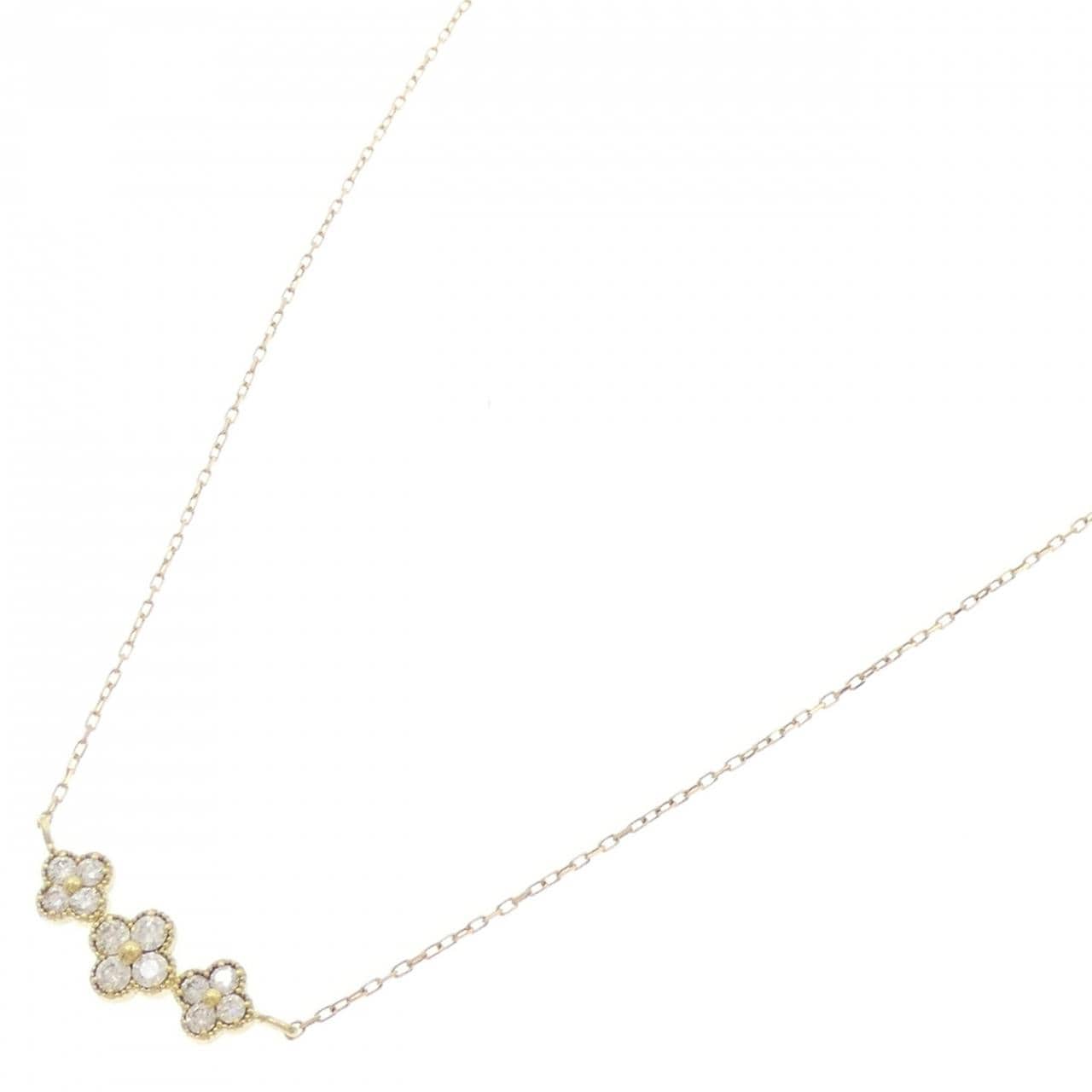K18YG 花朵鑽石項鍊 0.30CT