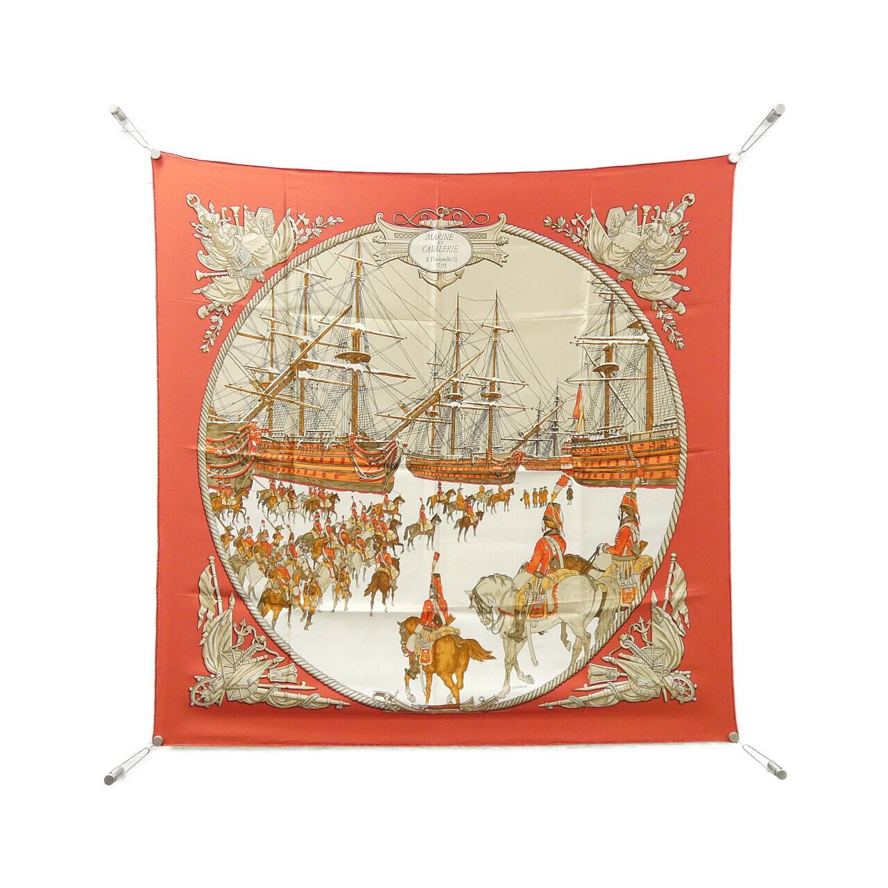 エルメス MARINE ET CAVALERIE カレ スカーフ