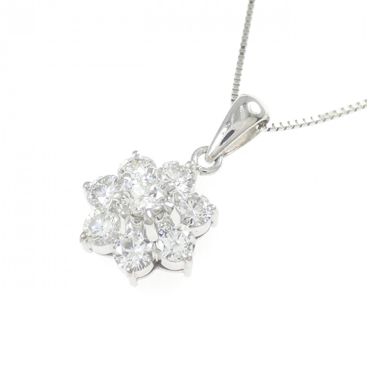 PT/PT850 フラワー ダイヤモンド ネックレス 1.00CT