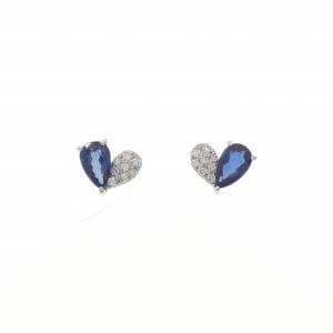 【新品】PT900 ハート サファイヤ ピアス 0.55CT
