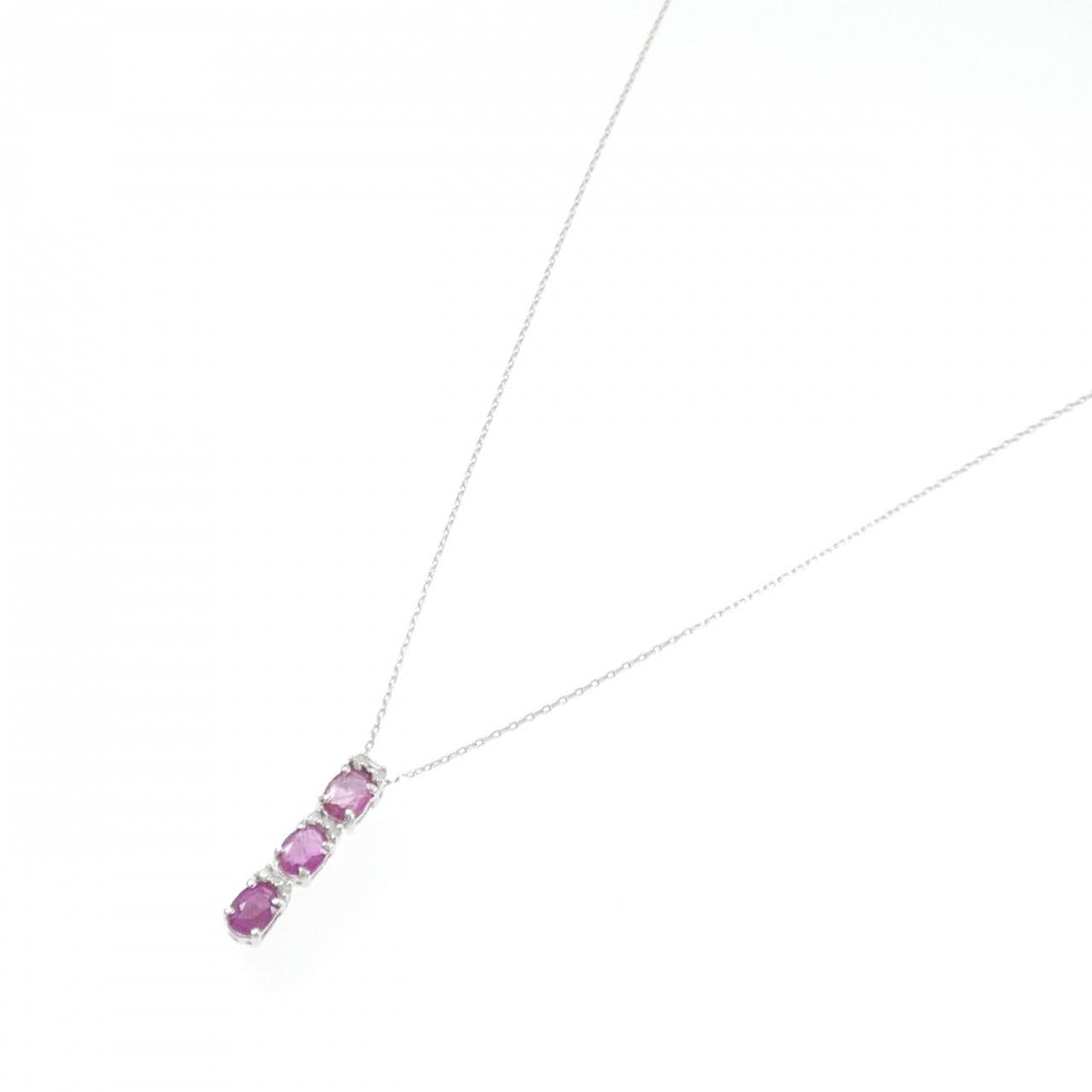 K18WG ルビー ネックレス 1.10CT