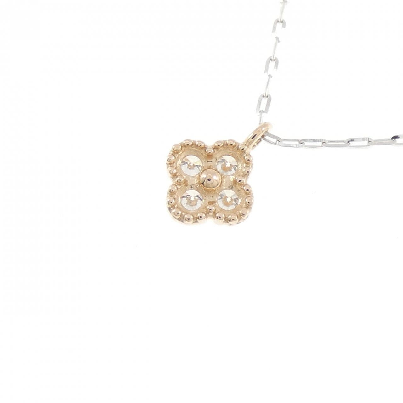K18WG/K18PG Flower Diamond Necklace 0.20CT