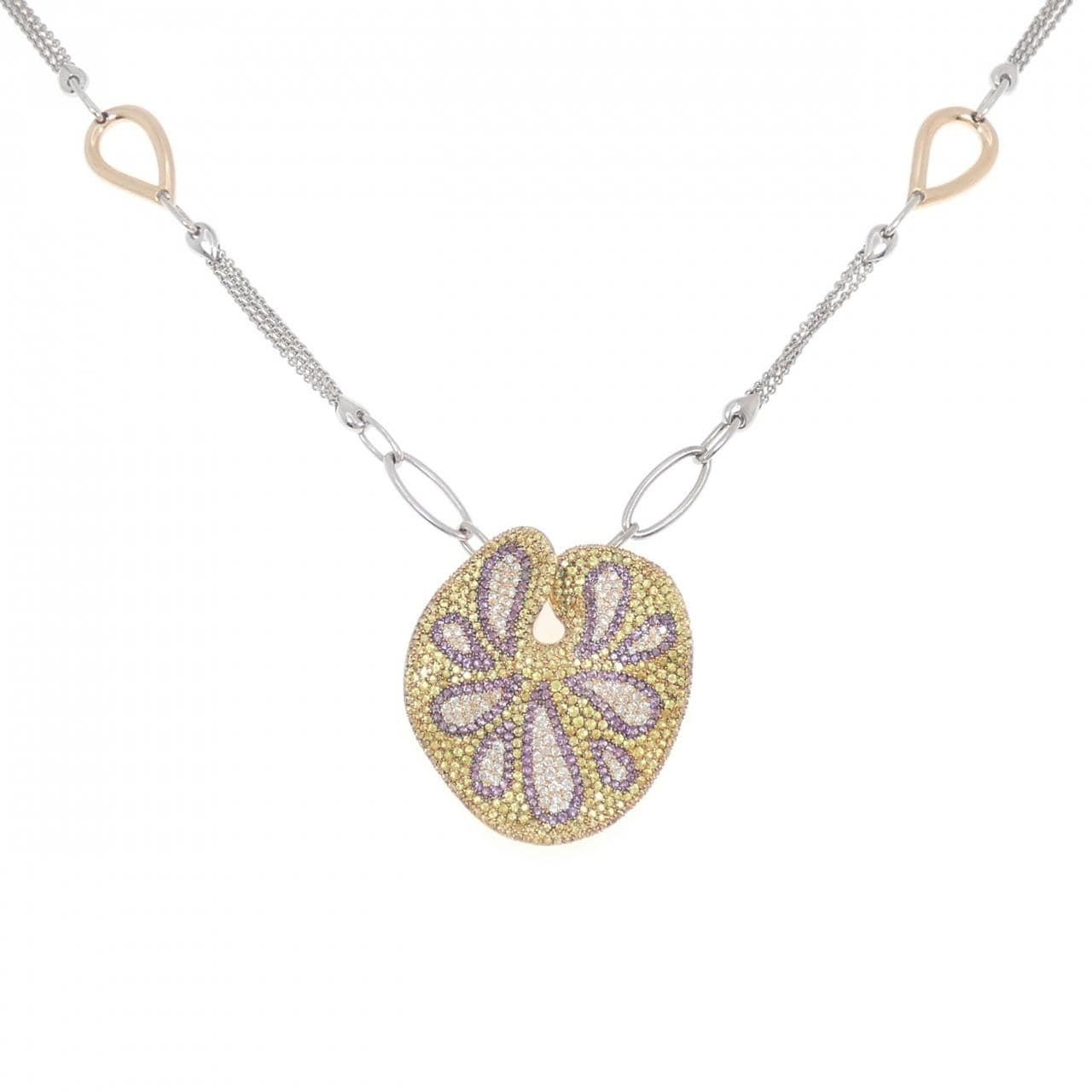 K18スリーカラー カラーストーン ネックレス