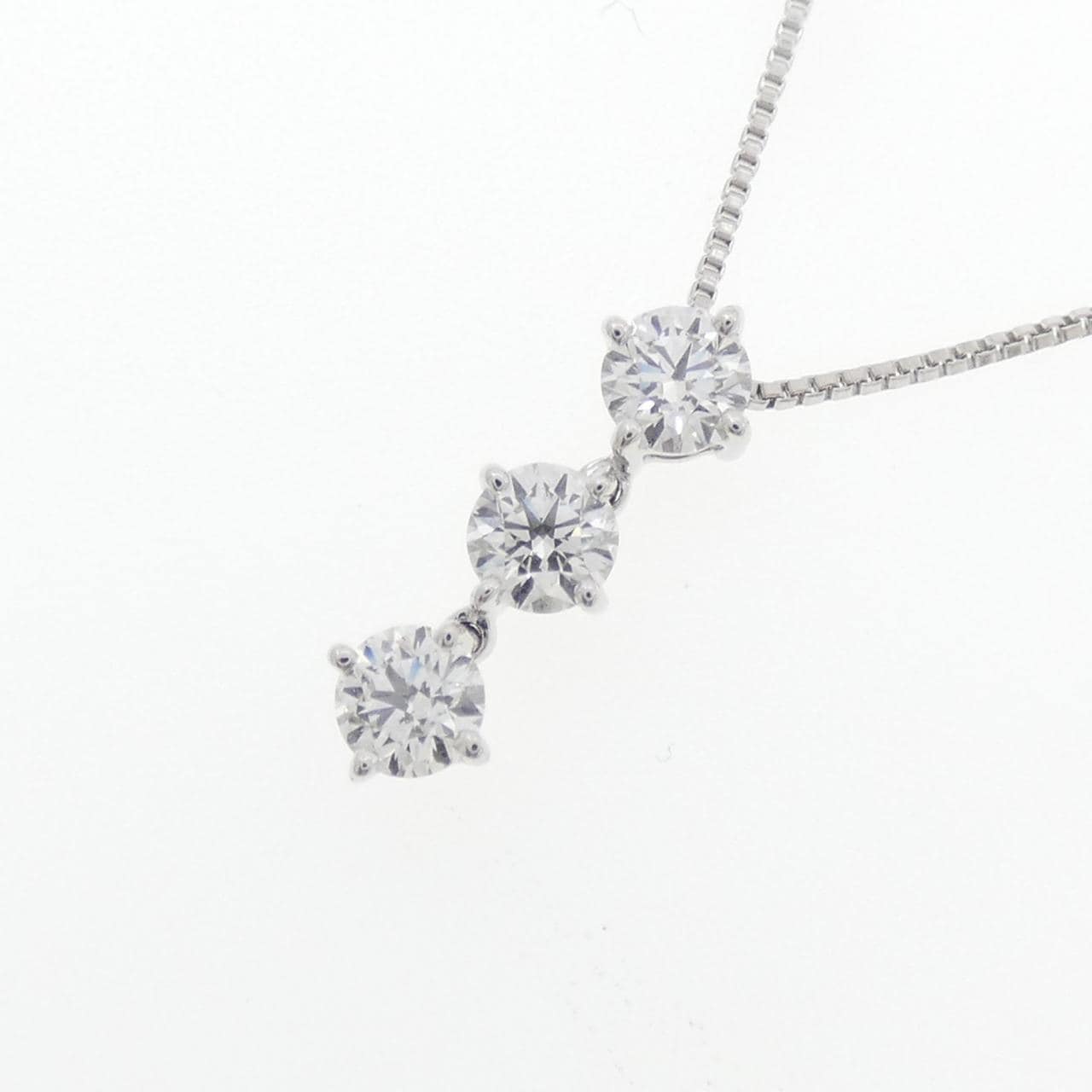 PT900/PT850 スリーストーン ダイヤモンド ネックレス 0.545CT