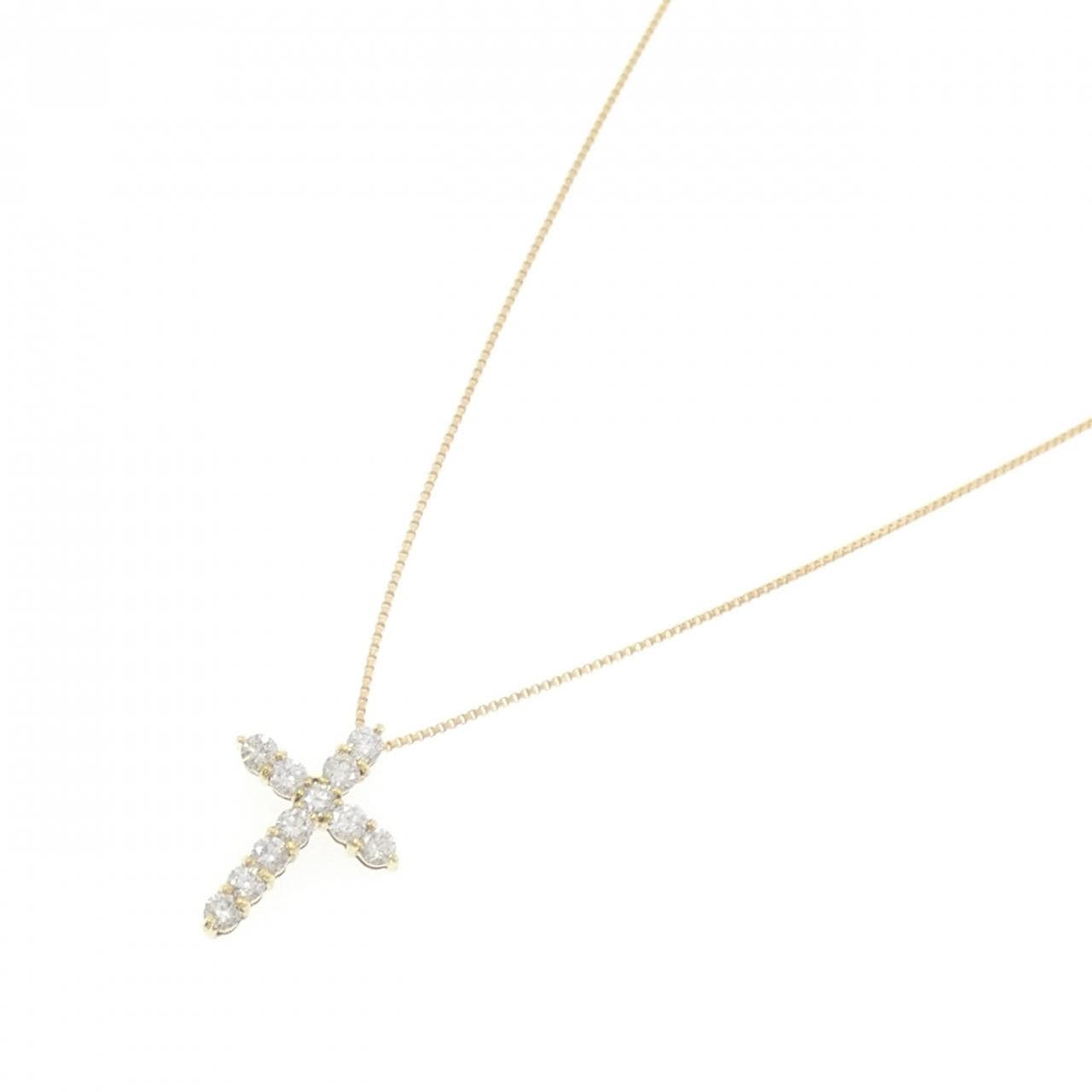 K18YG クロス ダイヤモンド ネックレス 0.50CT