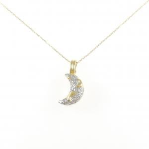 K18YG/K18WG ムーン ダイヤモンド ネックレス 0.16CT