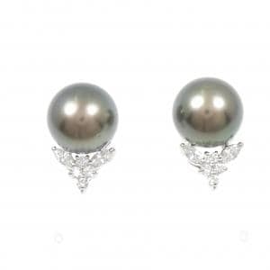 PT900 黒蝶パール ピアス 11.6mm