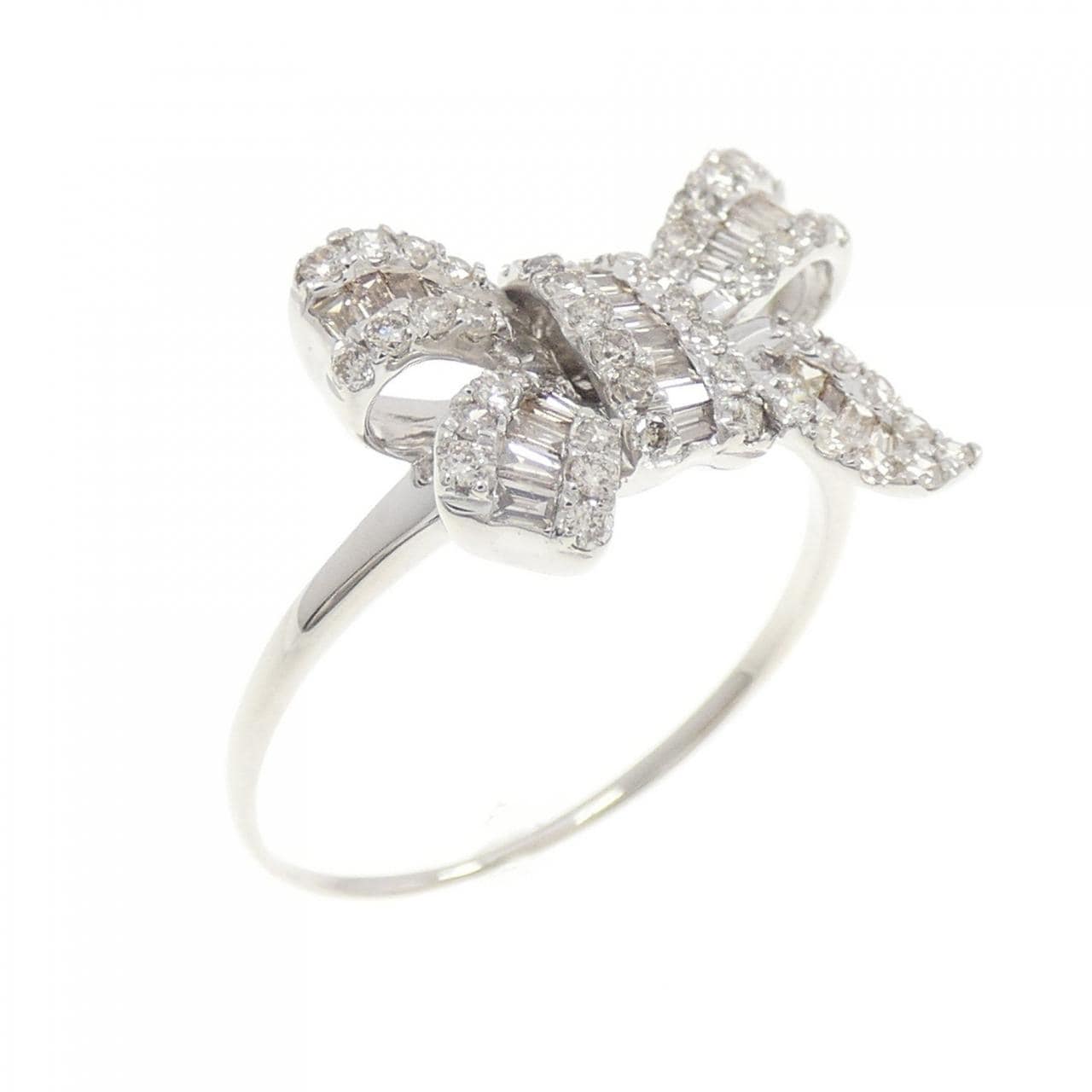 K18WG リボン ダイヤモンド リング 0.50CT