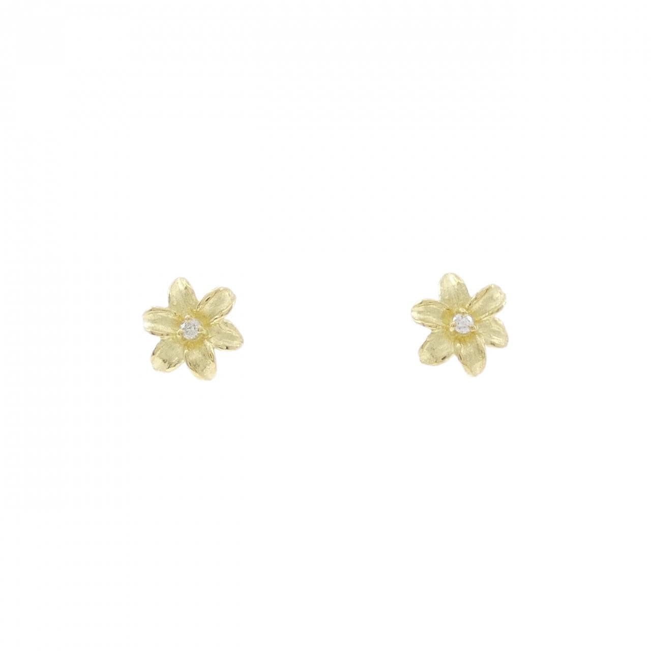 K18YG 花朵鑽石耳環 0.02CT