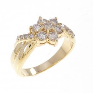 K18YG フラワー ダイヤモンド リング 0.50CT