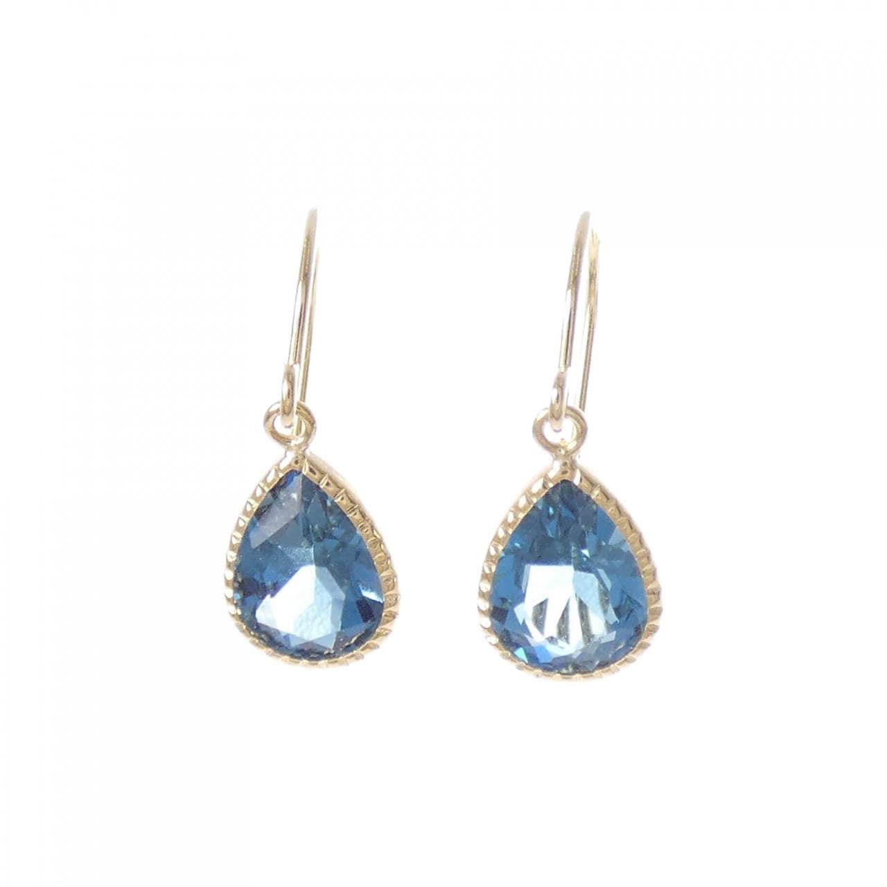 K18YG ブルートパーズ ピアス 1.00CT