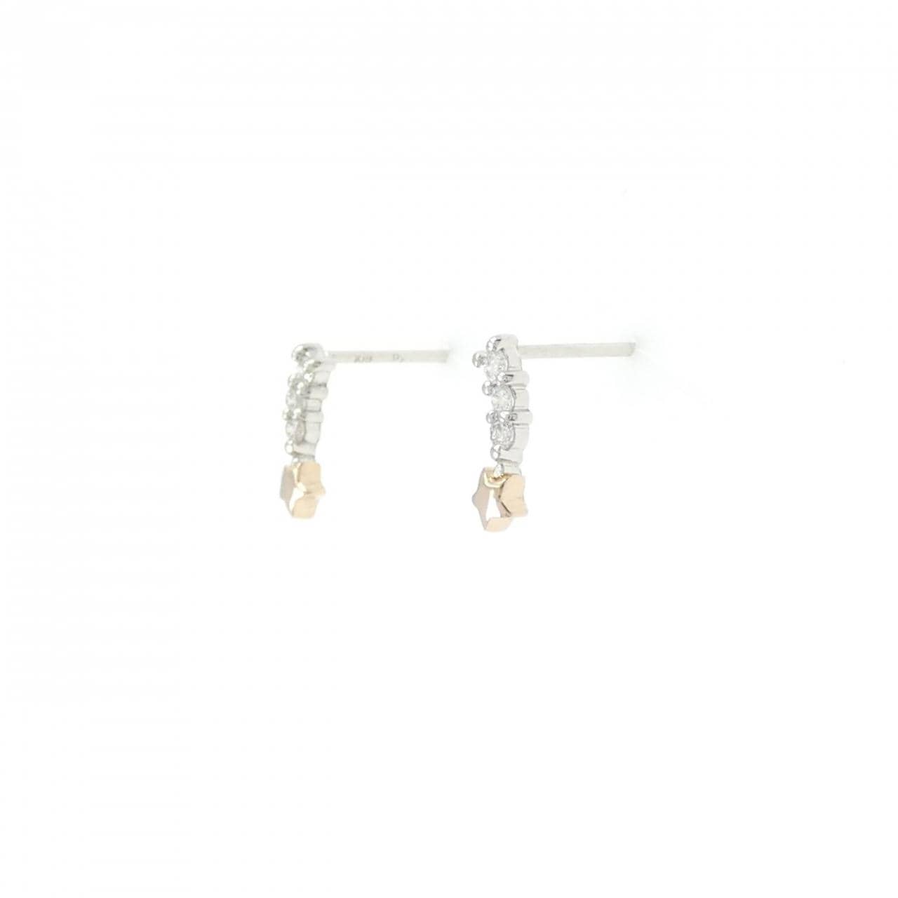 PT/K18PG/PT900 スター ダイヤモンド ピアス 0.10CT